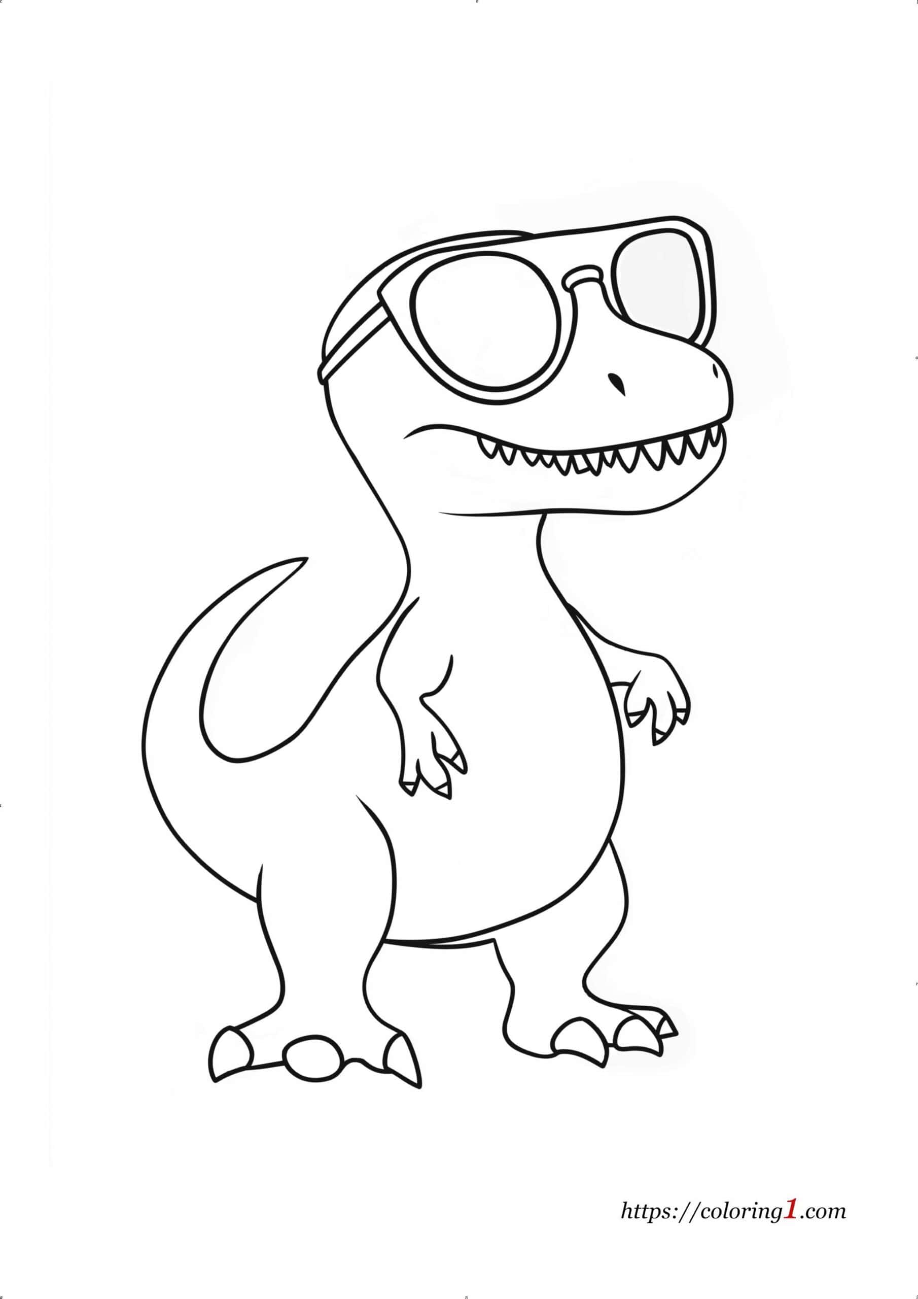 Dinosaur Wearing Sunglasses cute coloring page for boys and girls