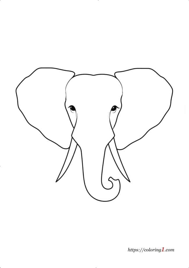Foglio da colorare semplice con faccia di elefante