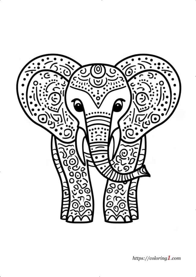 Elefante per adulti disegno da colorare difficile