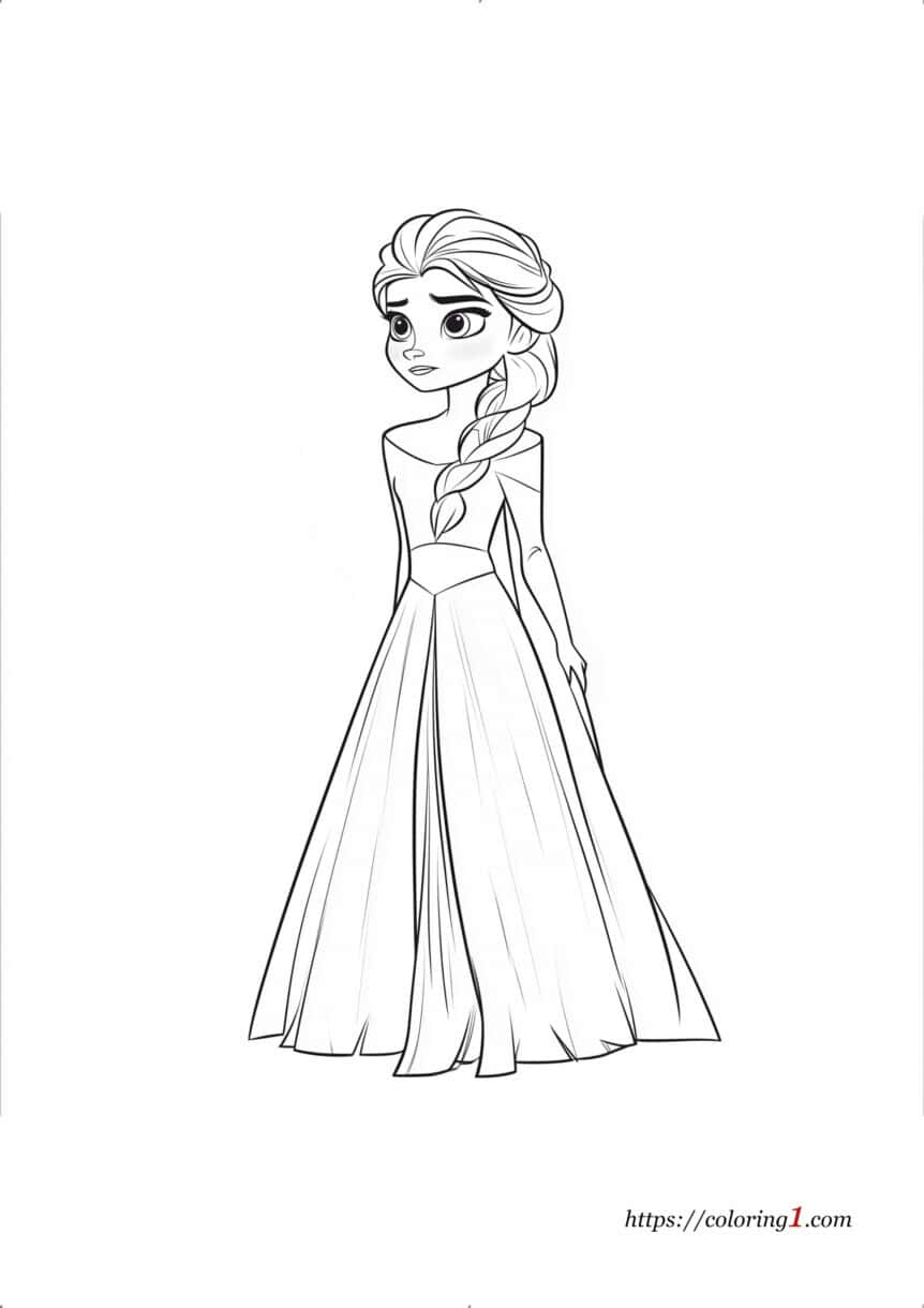 Pagina da colorare della principessa Elsa di Frozen per bambine