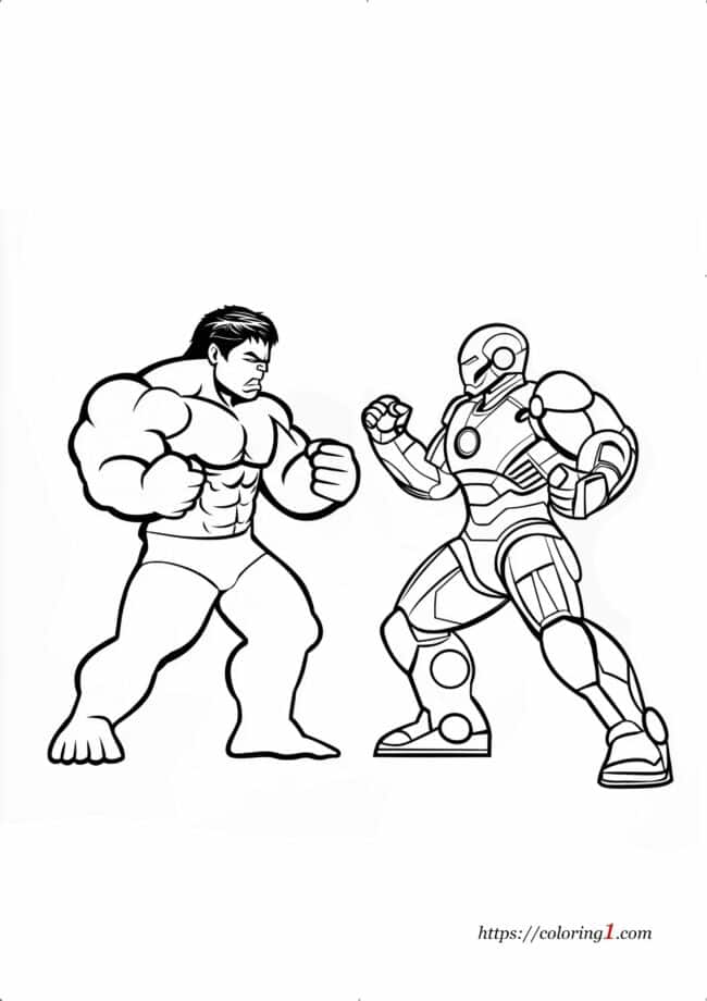Hulk and Iron Man Hulk and Iron Man free coloring page for kids