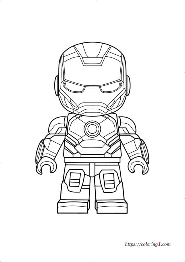 Iron Man Lego printable coloring page for boys and girls