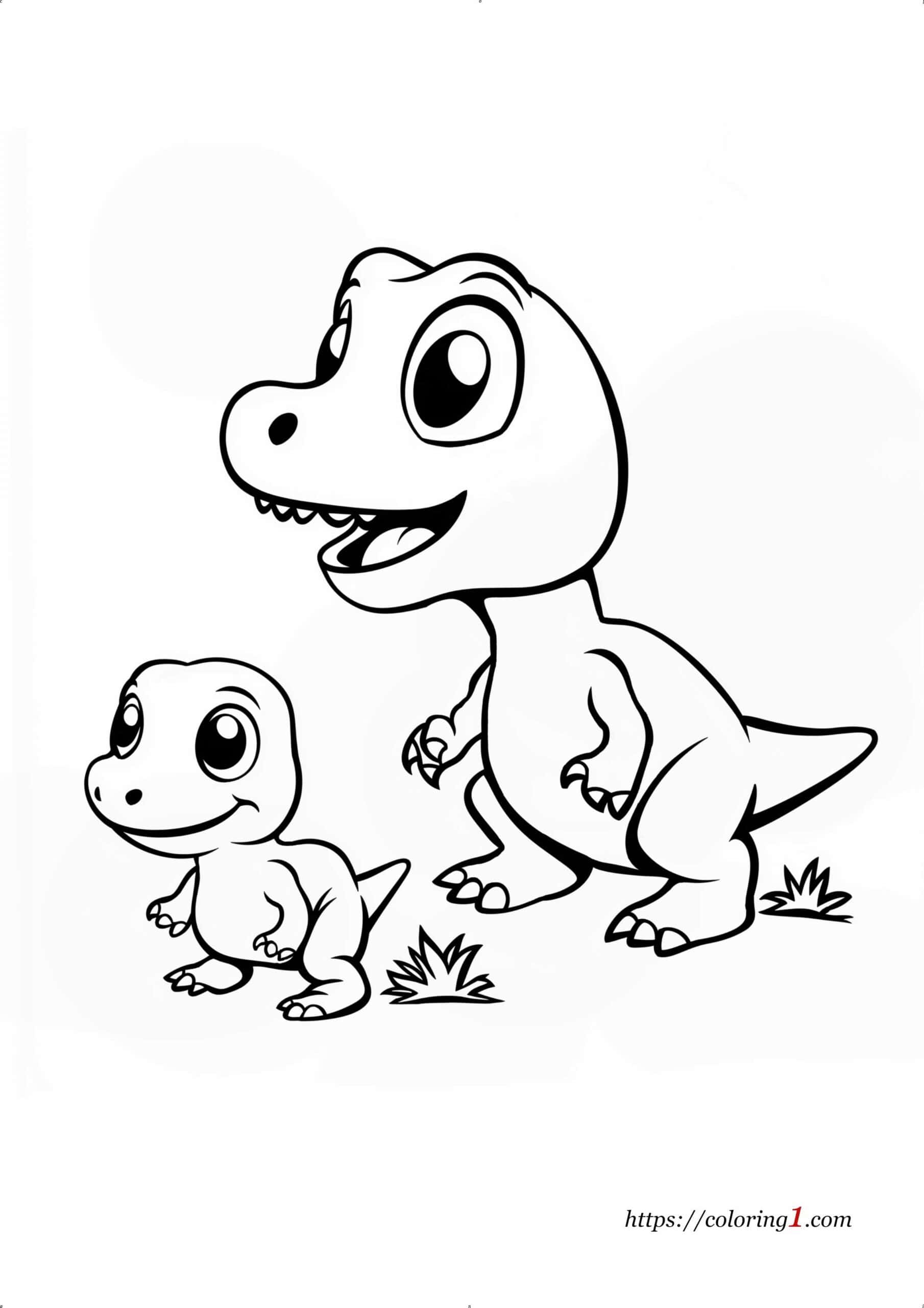 Mother and Baby Dinosaurs printable coloring page for boys and girls