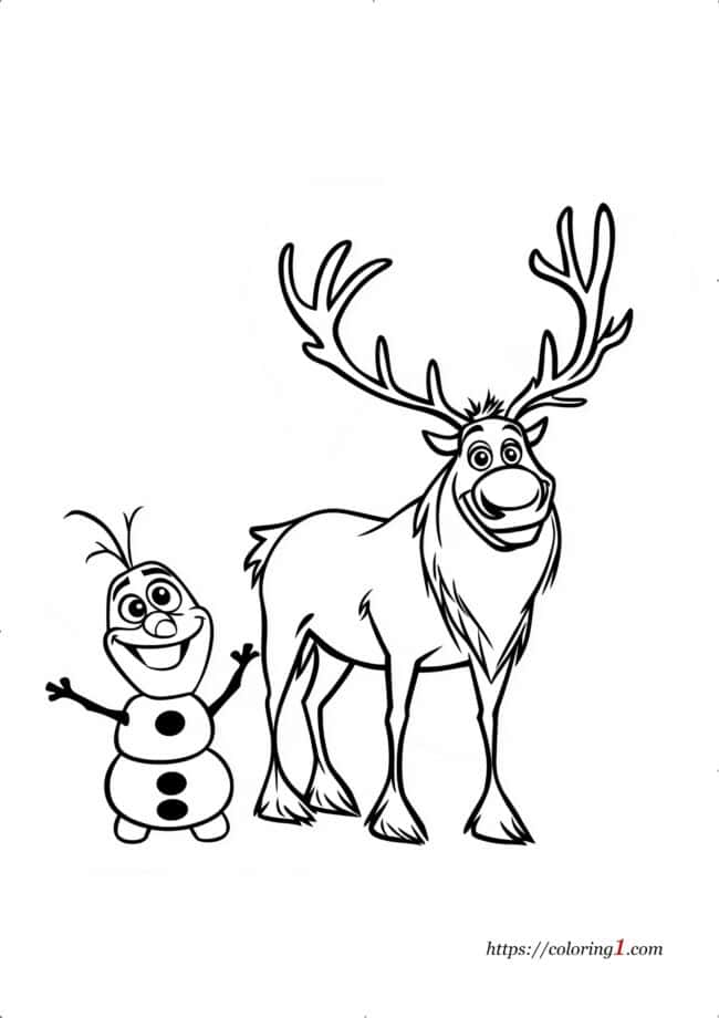 Olaf and Sven Olaf and Sven free printable coloring page