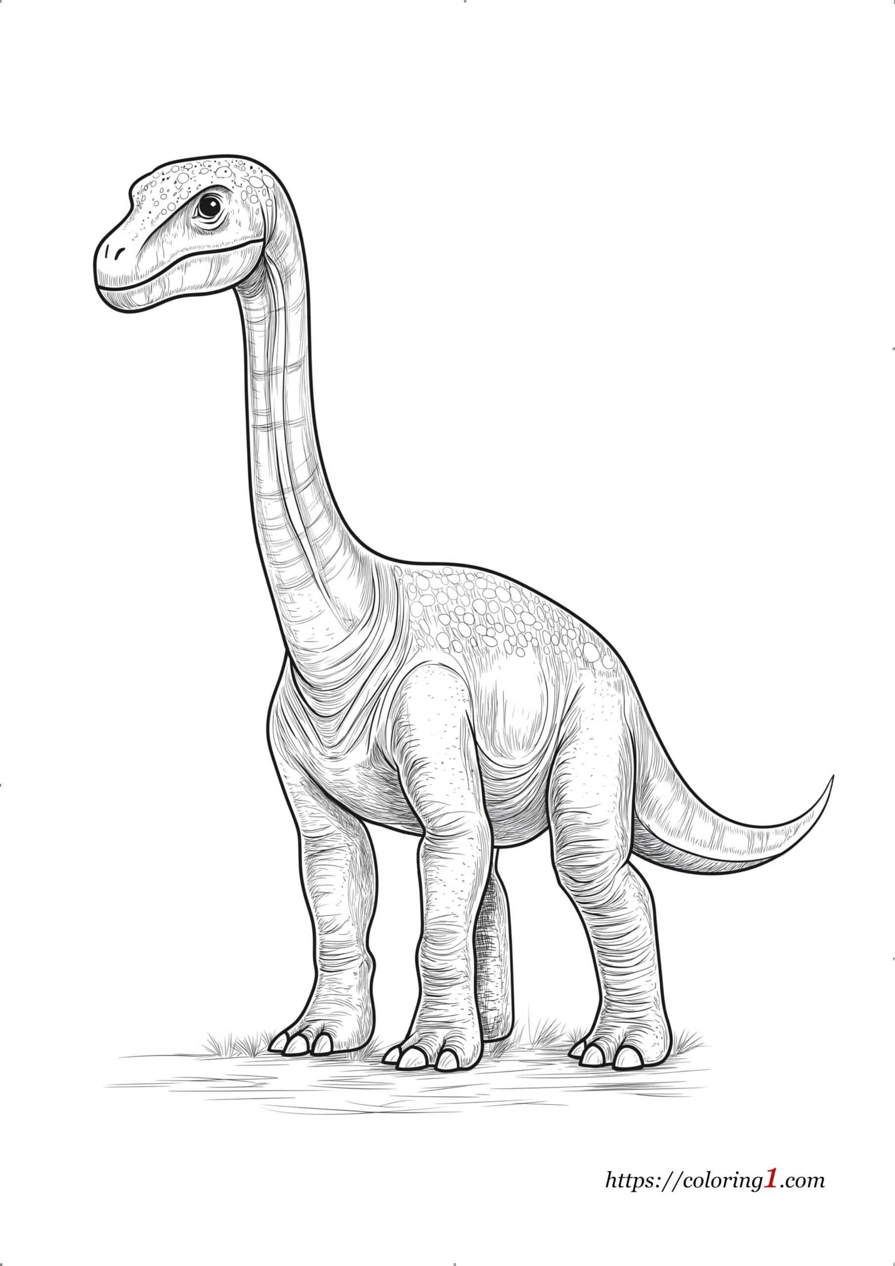 Realistic Dinosaur free coloring page for adults and kids