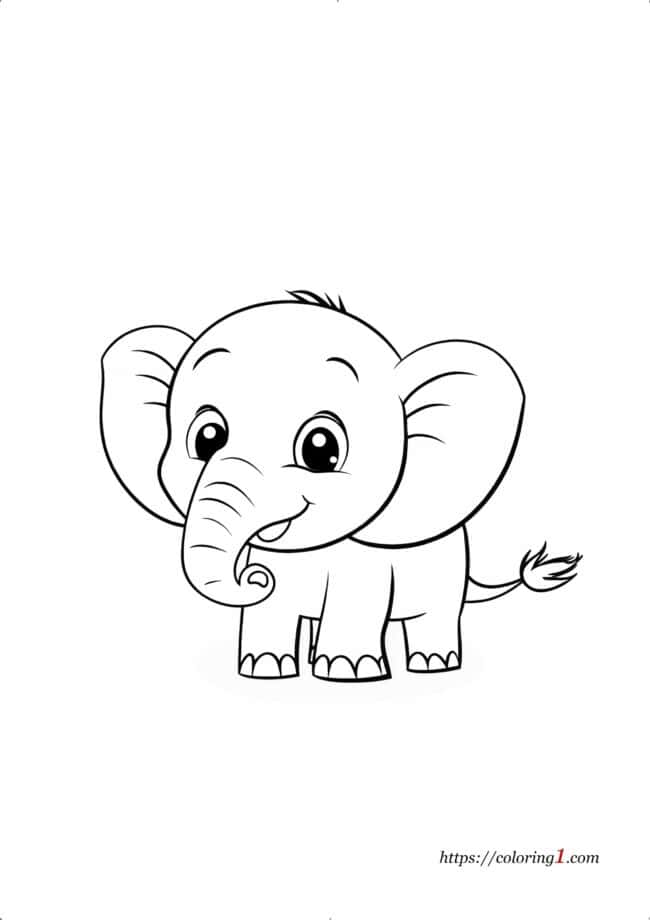 Disegno da colorare gratuito di un elefante semplice