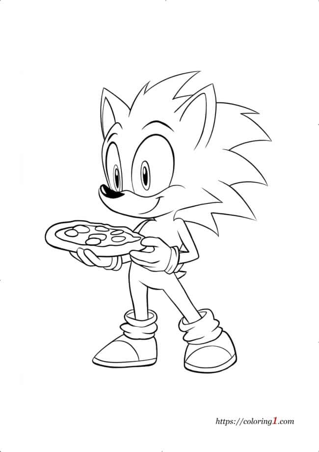 Sonic Eat Pizza Sonic mangia la pizza disegno da colorare per bambini e bambine