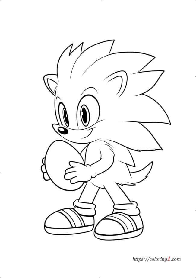 Sonic and Easter Egg Sonic e l'uovo di Pasqua: simpatico disegno da colorare da stampare