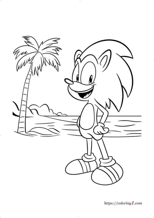 Sonic at the Beach Sonic al mare disegno da colorare per bambini