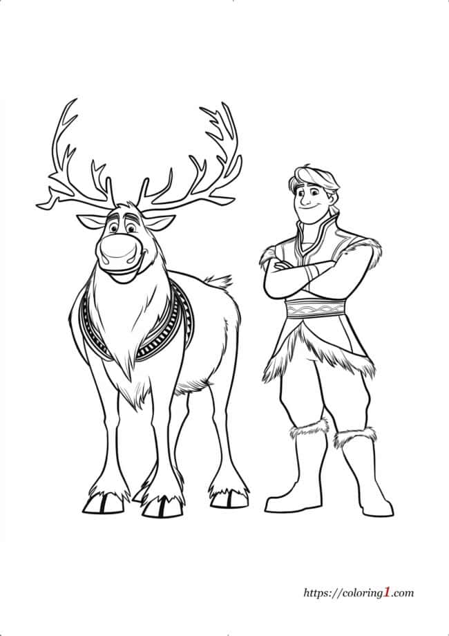 Sven and Kristoff Sven and Kristoff free printable coloring page